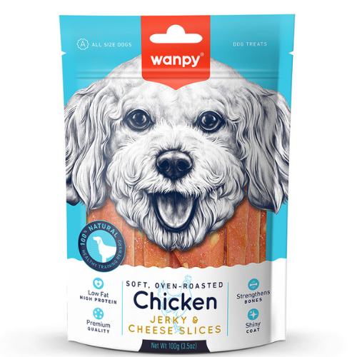 Wanpy Yumuşak Tavuk & Peynir Dilimleri 100g Köpek Ödülü