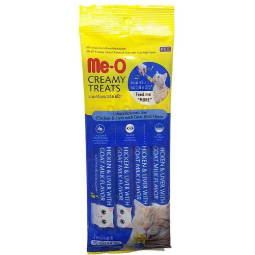 me-o Meo Creamy Tavuk & Ciğer Ile Keçi Sütlü Sıvı Kedi Ödülü 4x15 gr