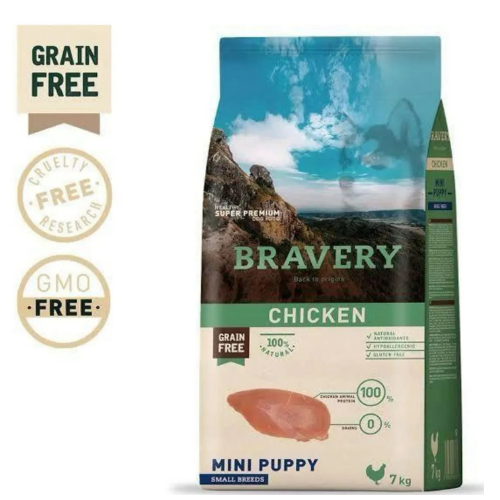 Bravery Tahılsız Tavuk Etli Küçük Irk Yavru Köpek Maması 7 Kg