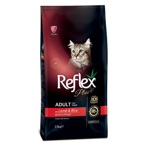 Reflex Plus Kuzu Eti ve Pirinçli Yetişkin Kedi Maması 15kg