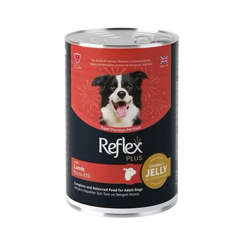 reflex_lamb_jelly_500x500 Reflex Plus Parça Kuzu Etli 400 gr Köpek Konservesi - Görsel 1