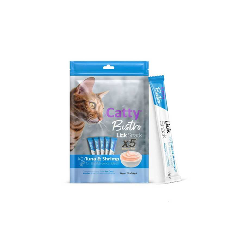 Catty_Bistro_Tuna_Shrimp_500x500 Catty Bistro Ton Balıklı ve Karidesli Yetişkin Kedi Krema Ödülü 5 x 14 Gr - Görsel 1